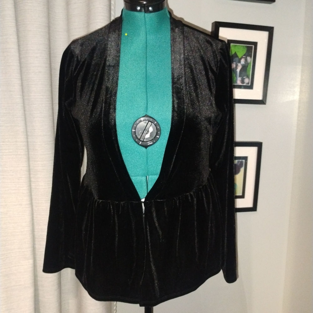 Modcloth Luxe The Part Soft Draped Black Velvet Blazer Sz M - Picture 6 of 16